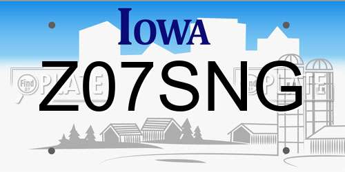 Z07SNG Iowa License Plate
