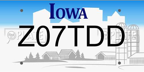 Z07TDD Iowa License Plate