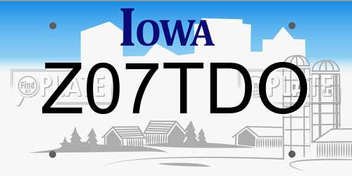 Z07TDO Iowa License Plate