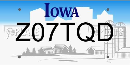 Z07TQD Iowa License Plate