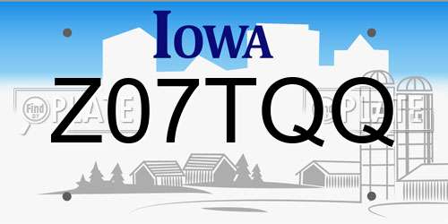 Z07TQQ Iowa License Plate