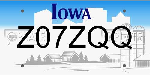 Z07ZQQ Iowa License Plate