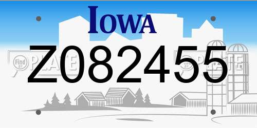 Z082455 Iowa License Plate
