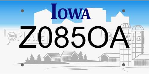 Z085OA Iowa License Plate