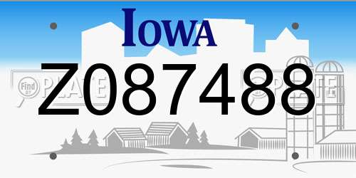 Z087488 Iowa License Plate