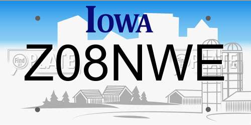 Z08NWE Iowa License Plate