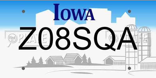 Z08SQA Iowa License Plate