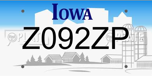 Z092ZP Iowa License Plate