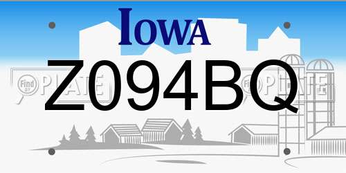 Z094BQ Iowa License Plate