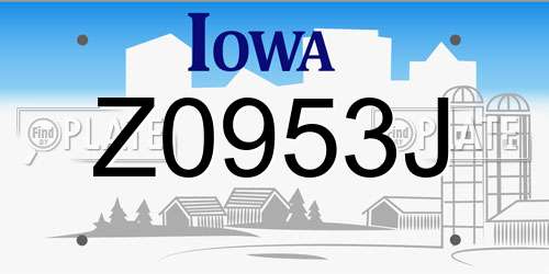 Z0953J Iowa License Plate