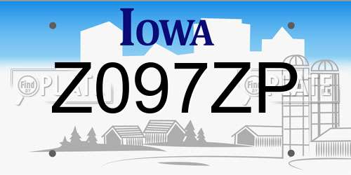 Z097ZP Iowa License Plate