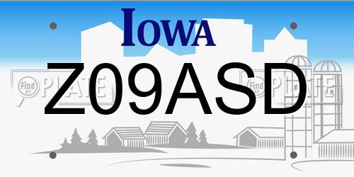 Z09ASD Iowa License Plate