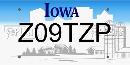 Z09TZP Iowa License Plate