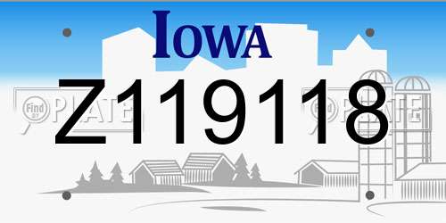 Z119118 Iowa License Plate