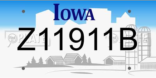 Z11911B Iowa License Plate