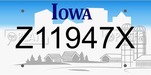 Z11947X Iowa License Plate