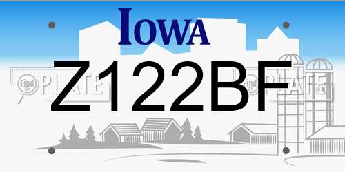 Z122BF Iowa License Plate