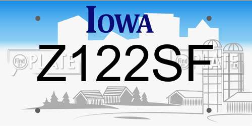 Z122SF Iowa License Plate