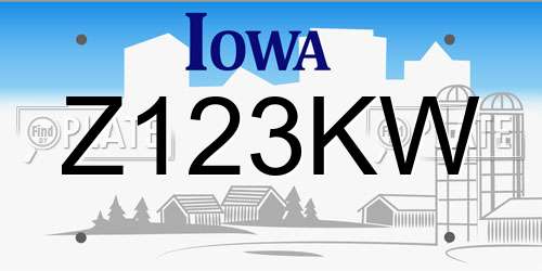 Z123KW Iowa License Plate