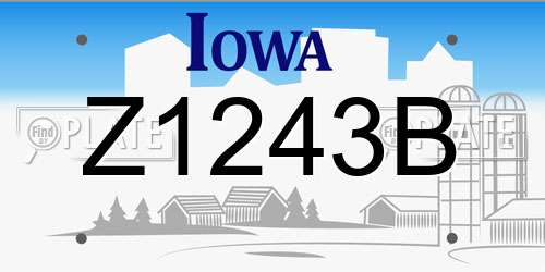 Z1243B Iowa License Plate