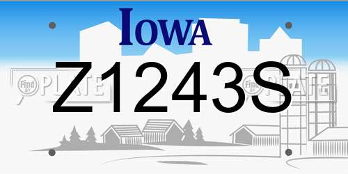 Z1243S Iowa License Plate
