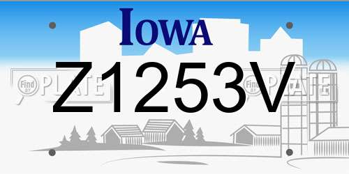 Z1253V Iowa License Plate