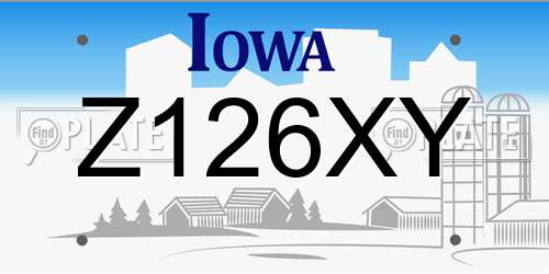 Z126XY Iowa License Plate