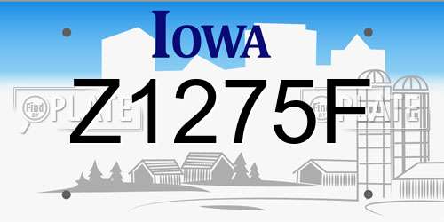 Z1275F Iowa License Plate