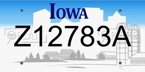 Z12783A Iowa License Plate