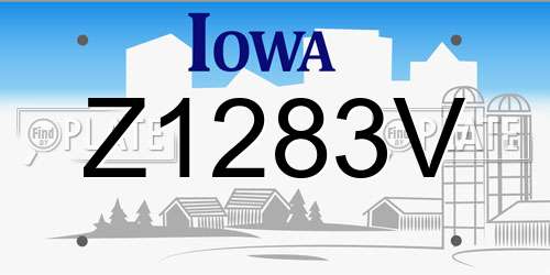 Z1283V Iowa License Plate