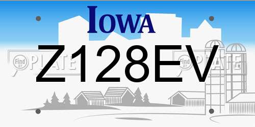 Z128EV Iowa License Plate