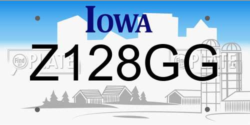Z128GG Iowa License Plate