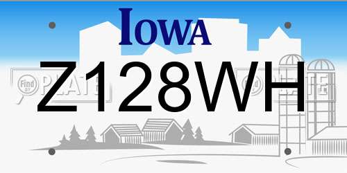 Z128WH Iowa License Plate