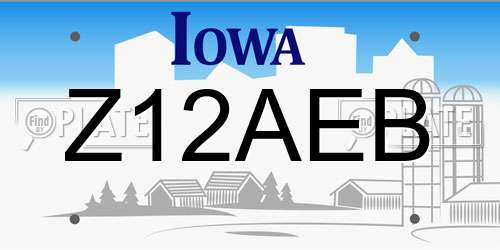 Z12AEB Iowa License Plate