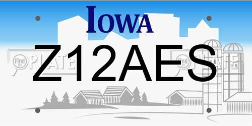 Z12AES Iowa License Plate