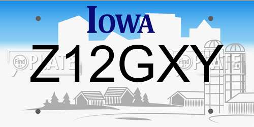 Z12GXY Iowa License Plate
