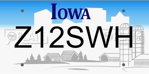 Z12SWH Iowa License Plate