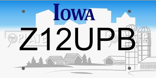Z12UPB Iowa License Plate