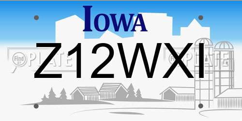 Z12WXI Iowa License Plate