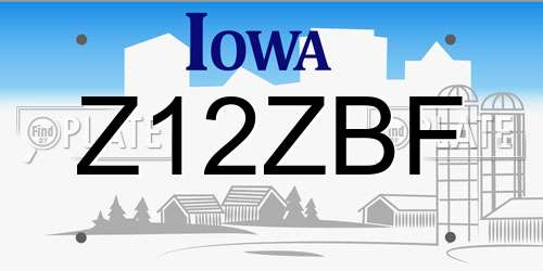 Z12ZBF Iowa License Plate