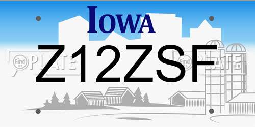 Z12ZSF Iowa License Plate