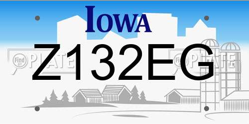 Z132EG Iowa License Plate