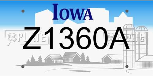 Z1360A Iowa License Plate
