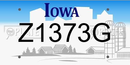 Z1373G Iowa License Plate
