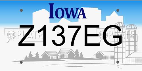 Z137EG Iowa License Plate
