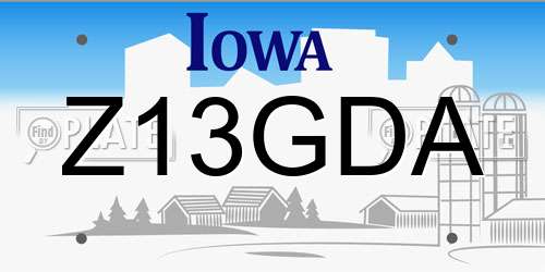 Z13GDA Iowa License Plate