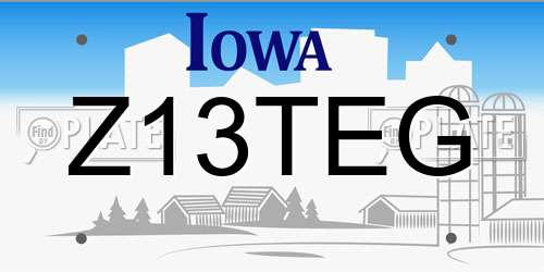 Z13TEG Iowa License Plate