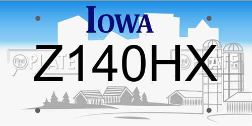 Z140HX Iowa License Plate