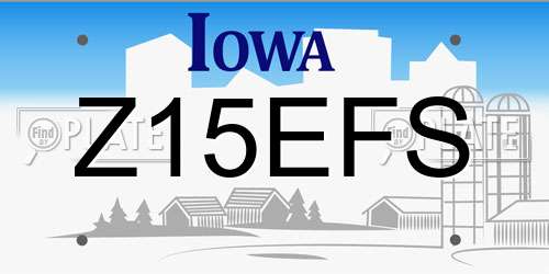 Z15EFS Iowa License Plate