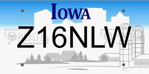Z16NLW Iowa License Plate